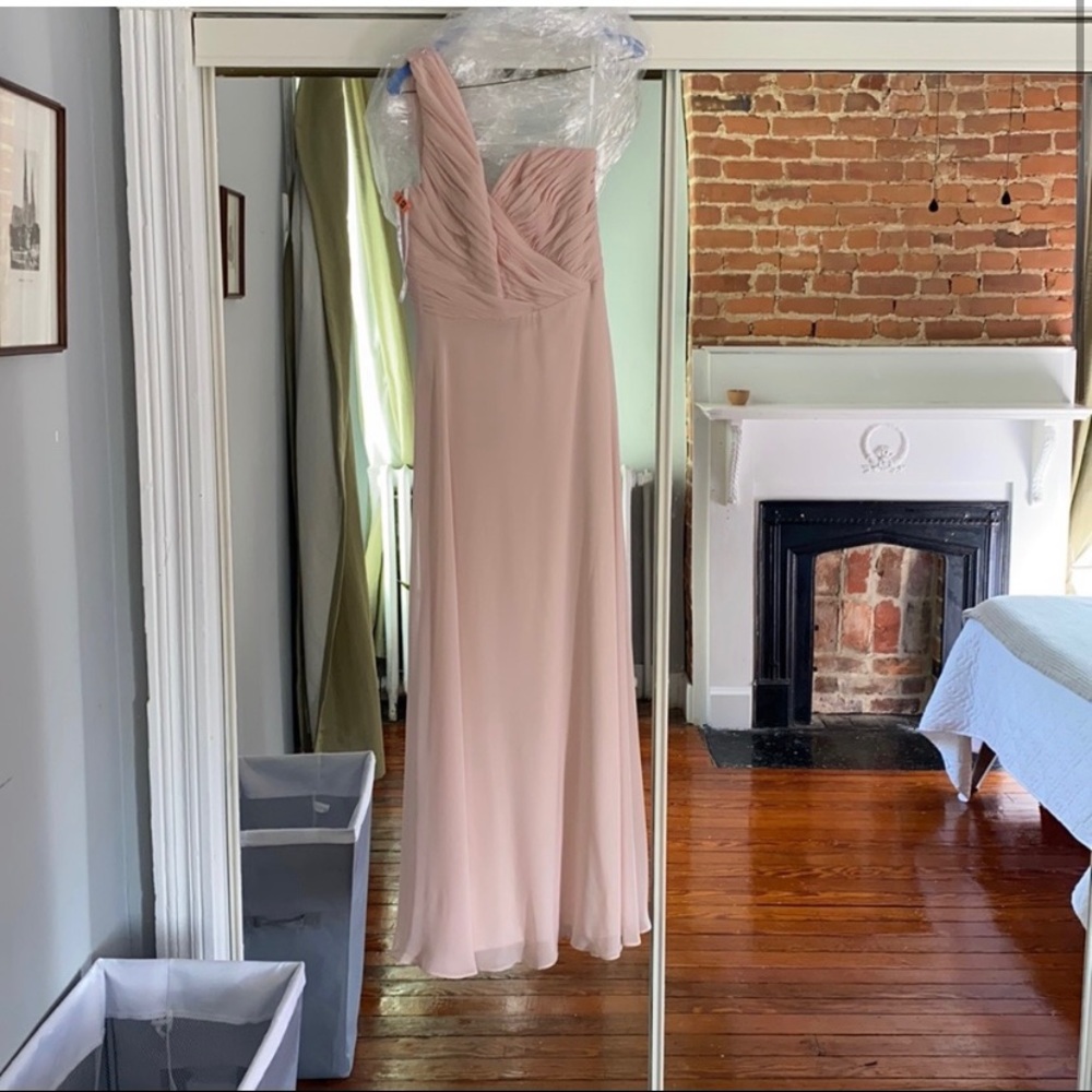 dessy group size 12 bridesmaid dress in cameo color